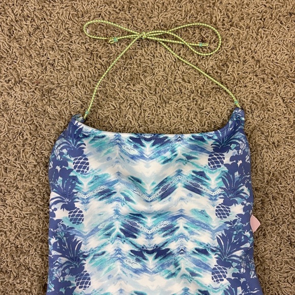 NWT Victoria’s Secret blue pineapple one piece halter swimsuit sz sm - Picture 2 of 6